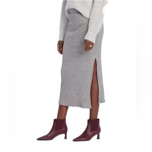 Gilli Light Gray Knit Midi Skirt with Side Slit